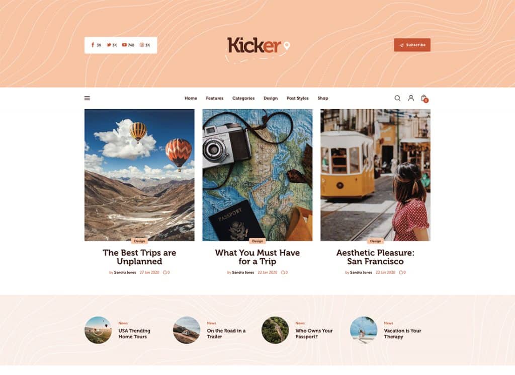Kicker — многофункциональная тема WordPress для блогов и журналов