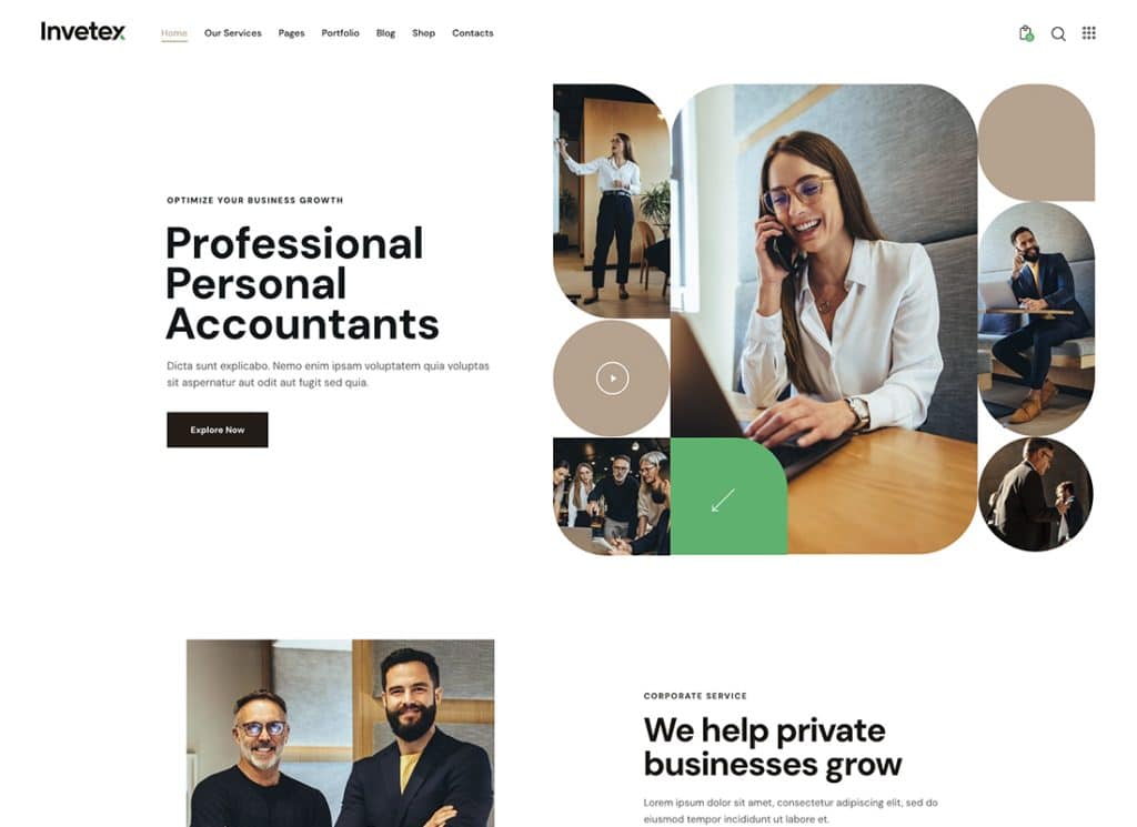 Investex - 企業ビジネスと会計の WordPress テーマ