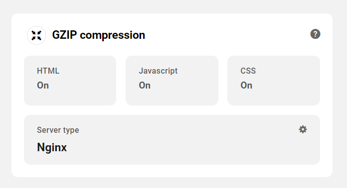 Le Hub : Onglet Performances - Panneau Compression GZIP