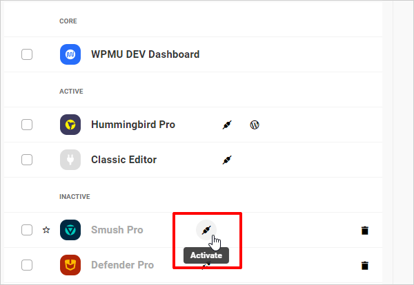 The Hub - Plugins et thèmes - Activer Smush