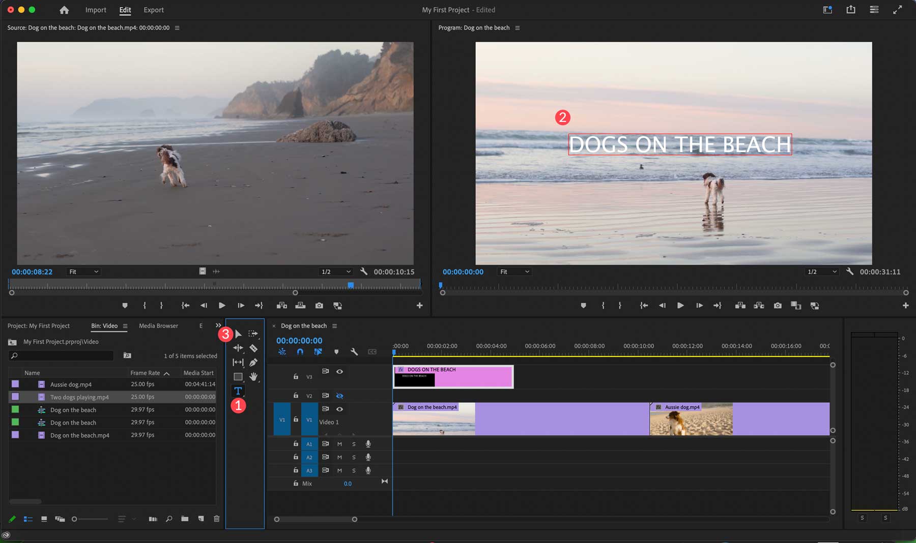 adăugarea de text în Adobe Premiere Pro