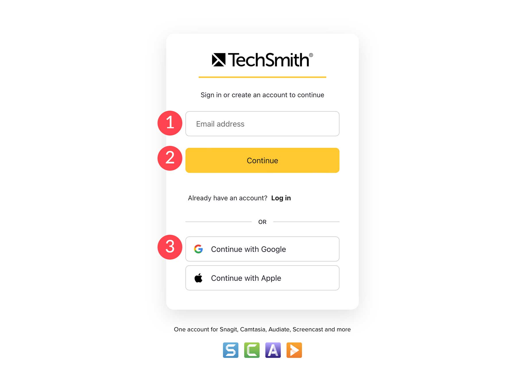 creare un account TechSmith