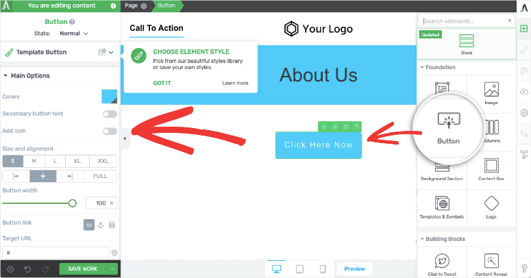 Botón Agregar en Thrive - IsItWP - Detector de temas de WordPress gratuito Add button in Thrive
