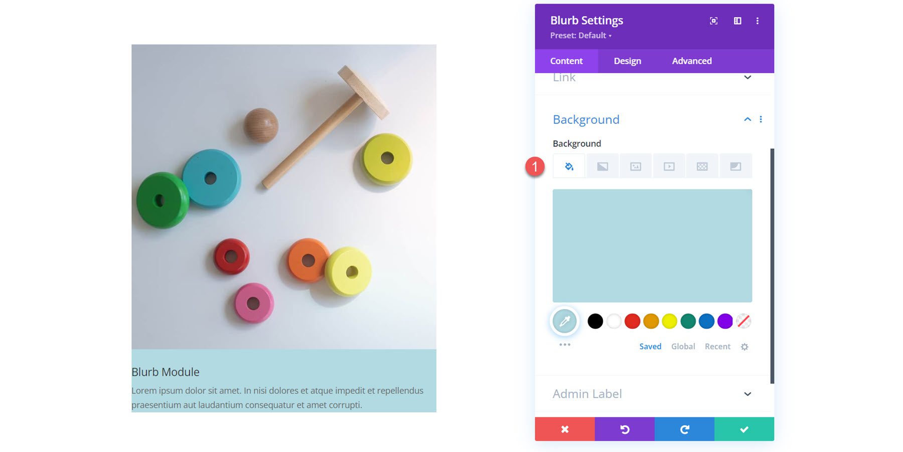 Fondo del módulo Divi Blurb