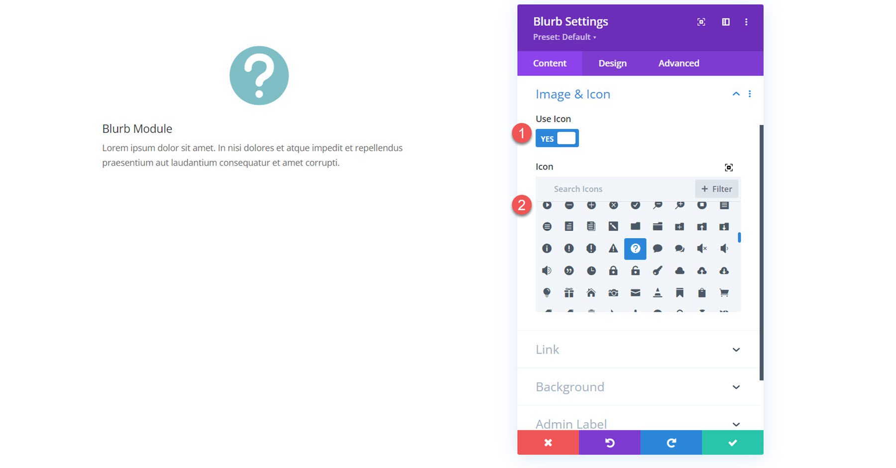 Icono del módulo Divi Blurb