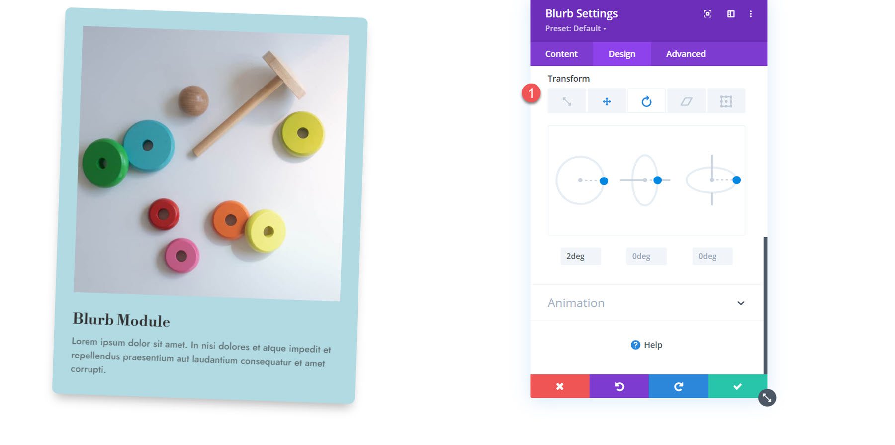 Transformación del módulo Divi Blurb