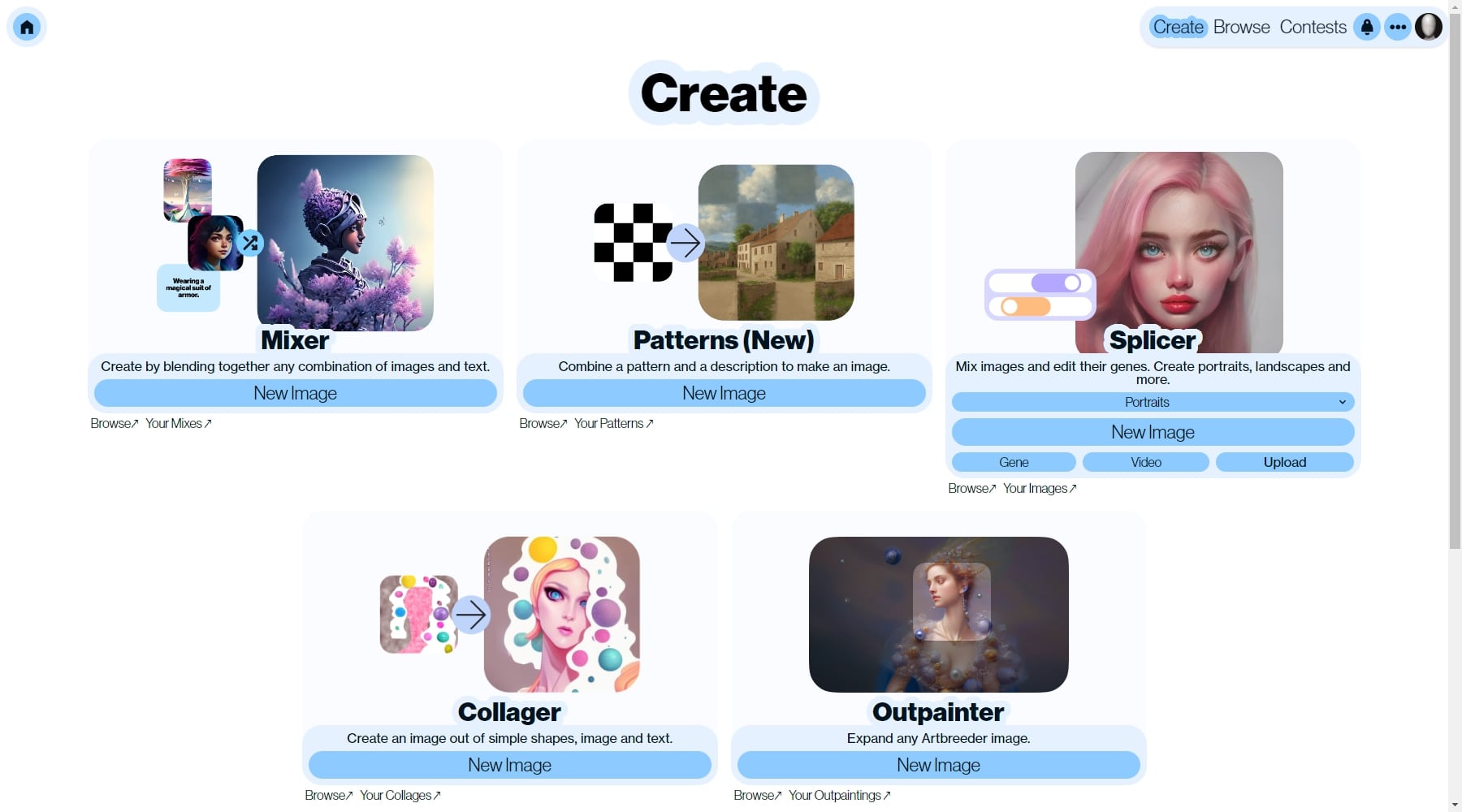 mezcla de imágenes artbreeder