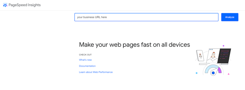 Rularea unui test de performanță cu PageSpeed Insights - Sursa: PageSpeed Insights