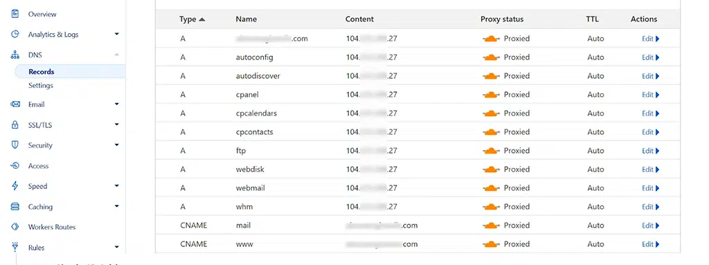 كيفية إصلاح خطأ Cloudflare 521؟ 8 طرق سريعة 6 A records in Cloudflare