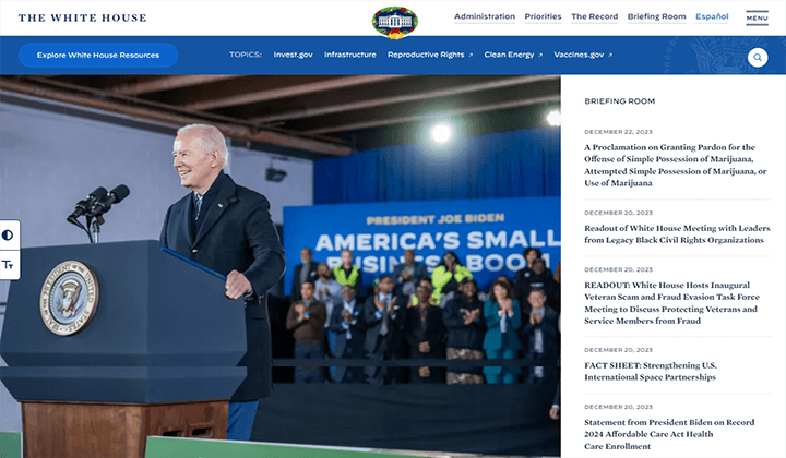 2024 年超過 15 個使用 WordPress 建立的最受歡迎網站 3 white house 23