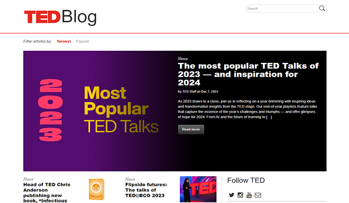 2024 年 15 個以上使用 WordPress 建立的最受歡迎的網站 13 ted blog 123