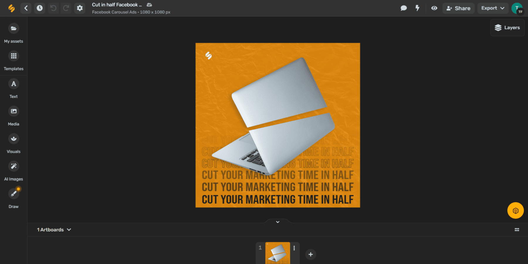 Uno screenshot del creatore di annunci online di Simplified