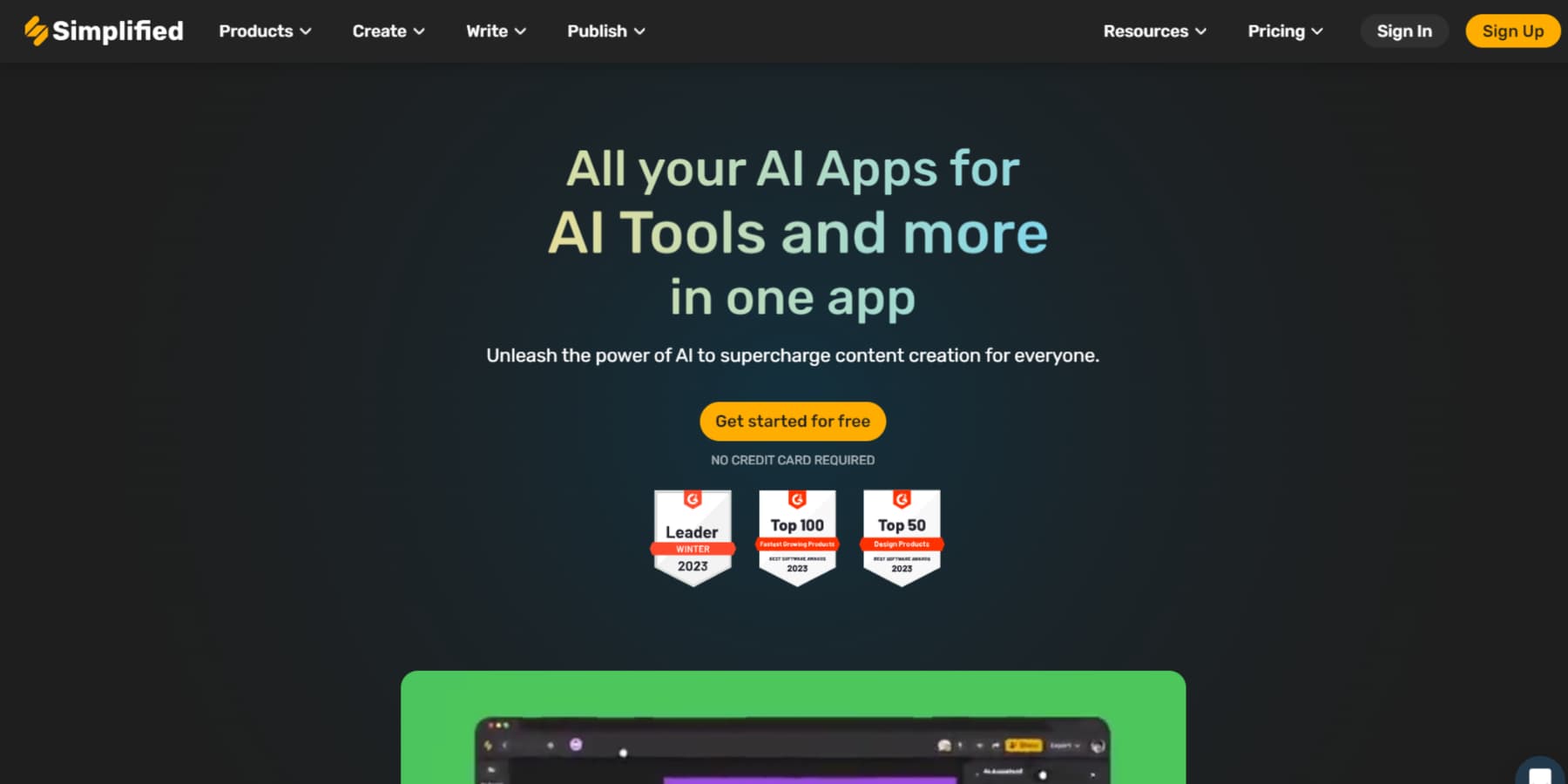 Uno screenshot della home page di Simplified