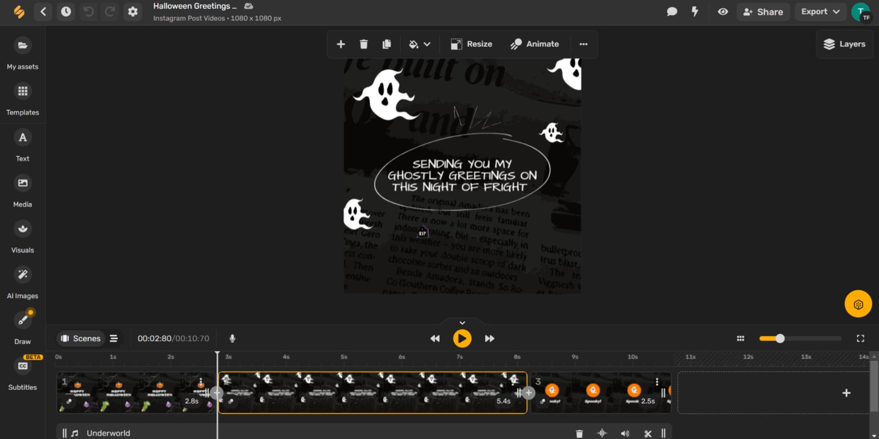 Uno screenshot dello strumento di creazione video di Simplified