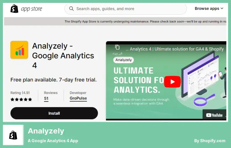 Analysely: un'app Google Analytics 4