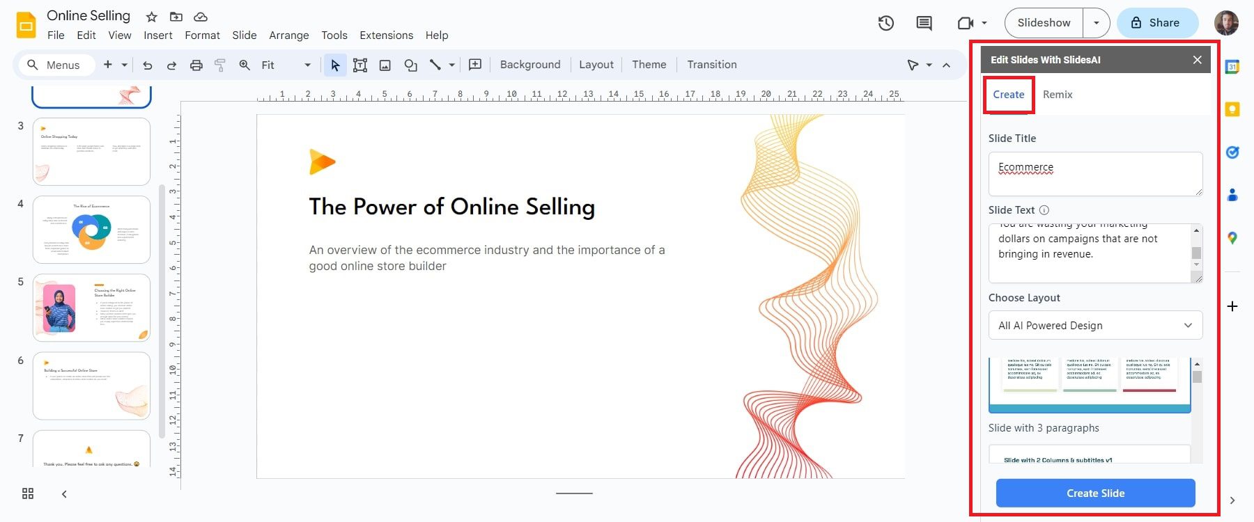 Slidesai إنشاء الشرائح