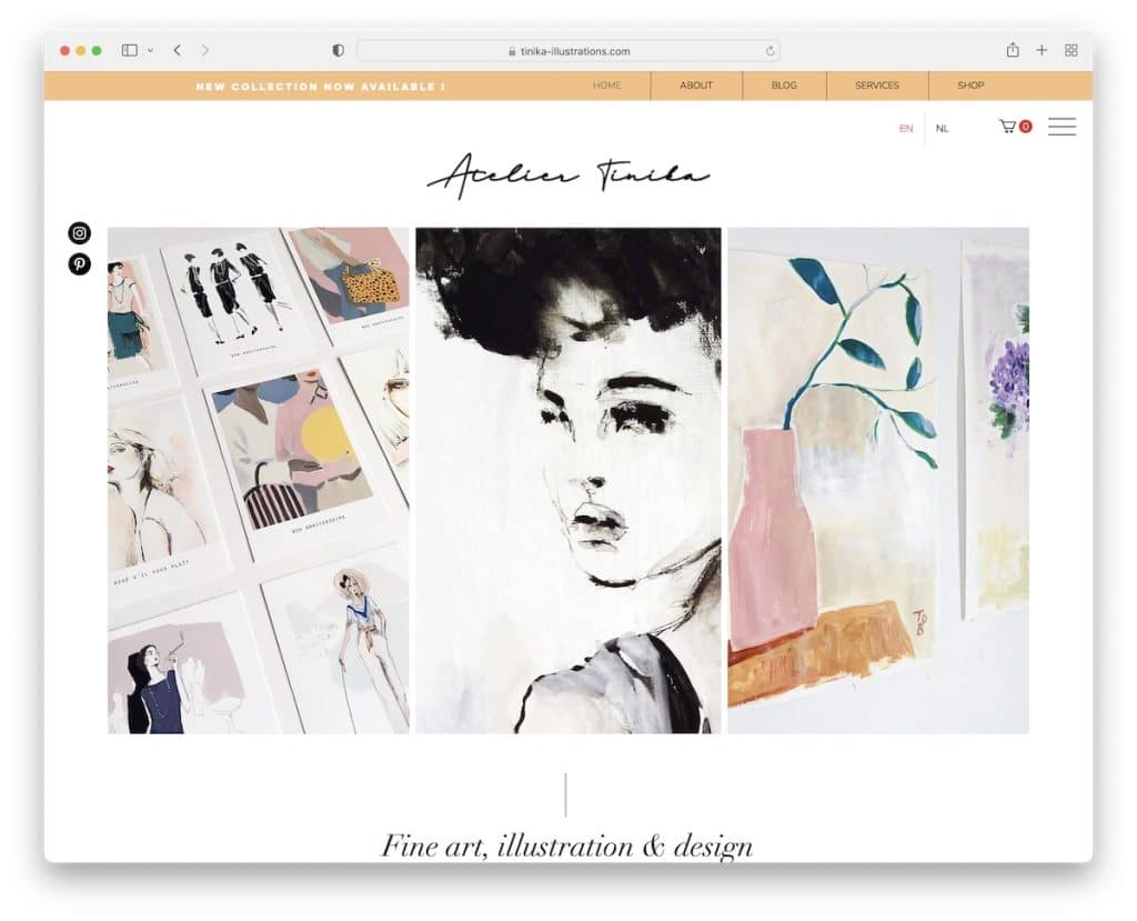 site do portfólio de arte do atelier tinika