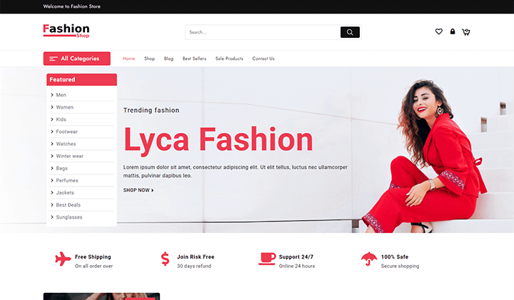 12 個以上の無料 e コマース ウェブサイト デザイン テンプレート 2024 1 fashion shop mania
