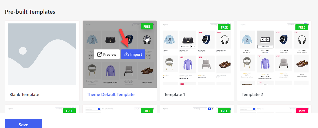 modèle d'importation - Modifier la page produit WooCommerce