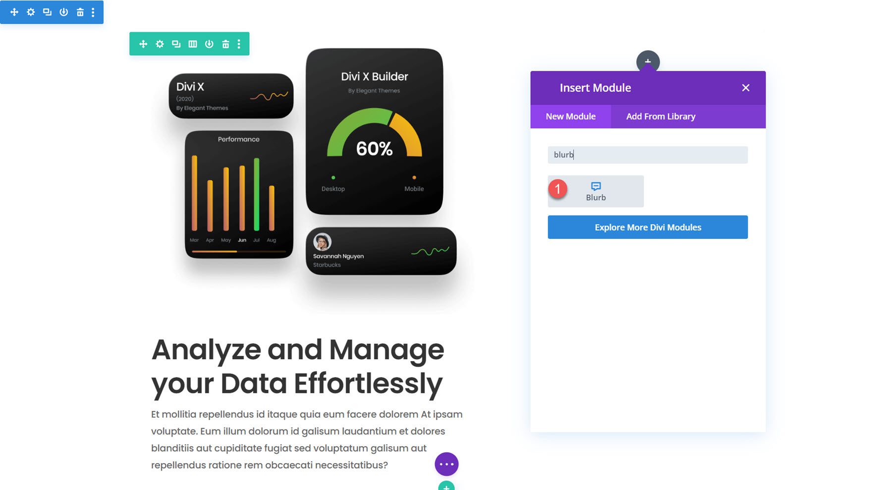 Divi Add Blurb を使用してフローティング Blurb モジュールを作成する方法