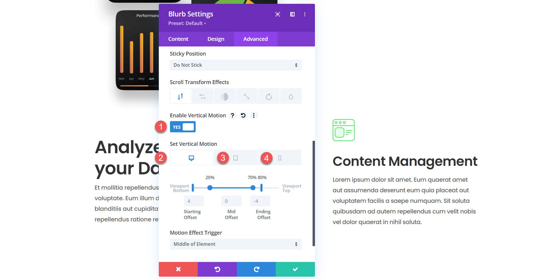 Divi Column 2 ブラーブ スクロール エフェクトを使用してフローティングブラーブ モジュールを作成する方法