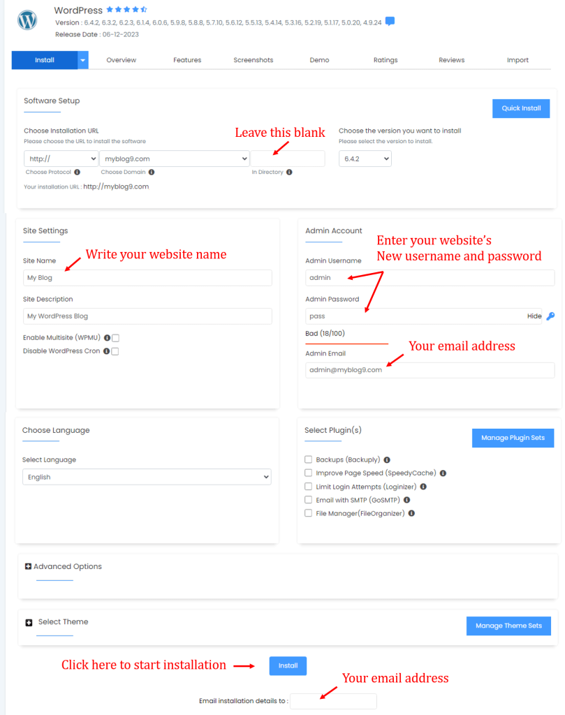 Nouvelle installation WordPress