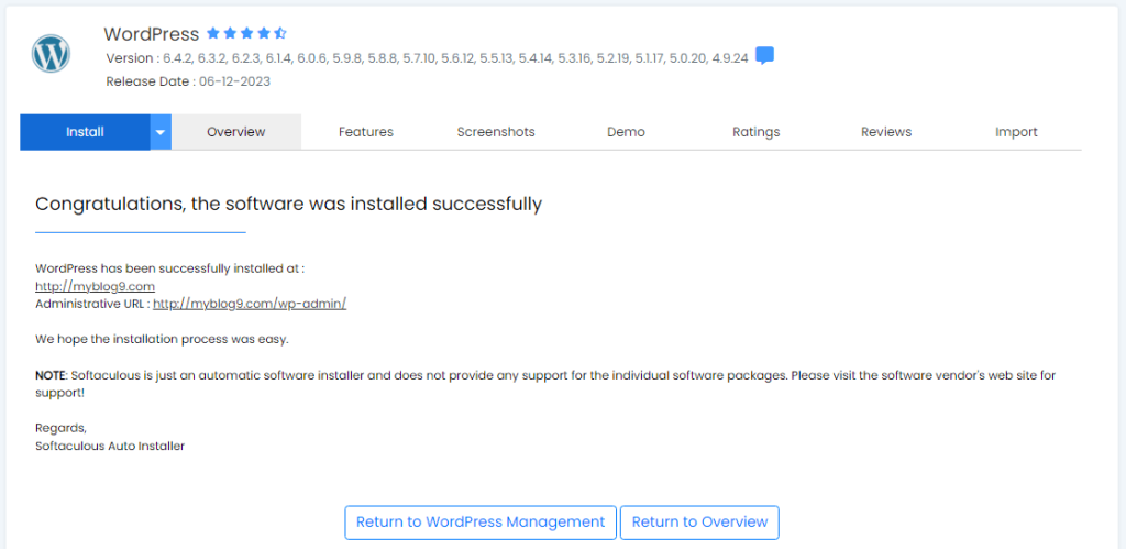 WordPress installé