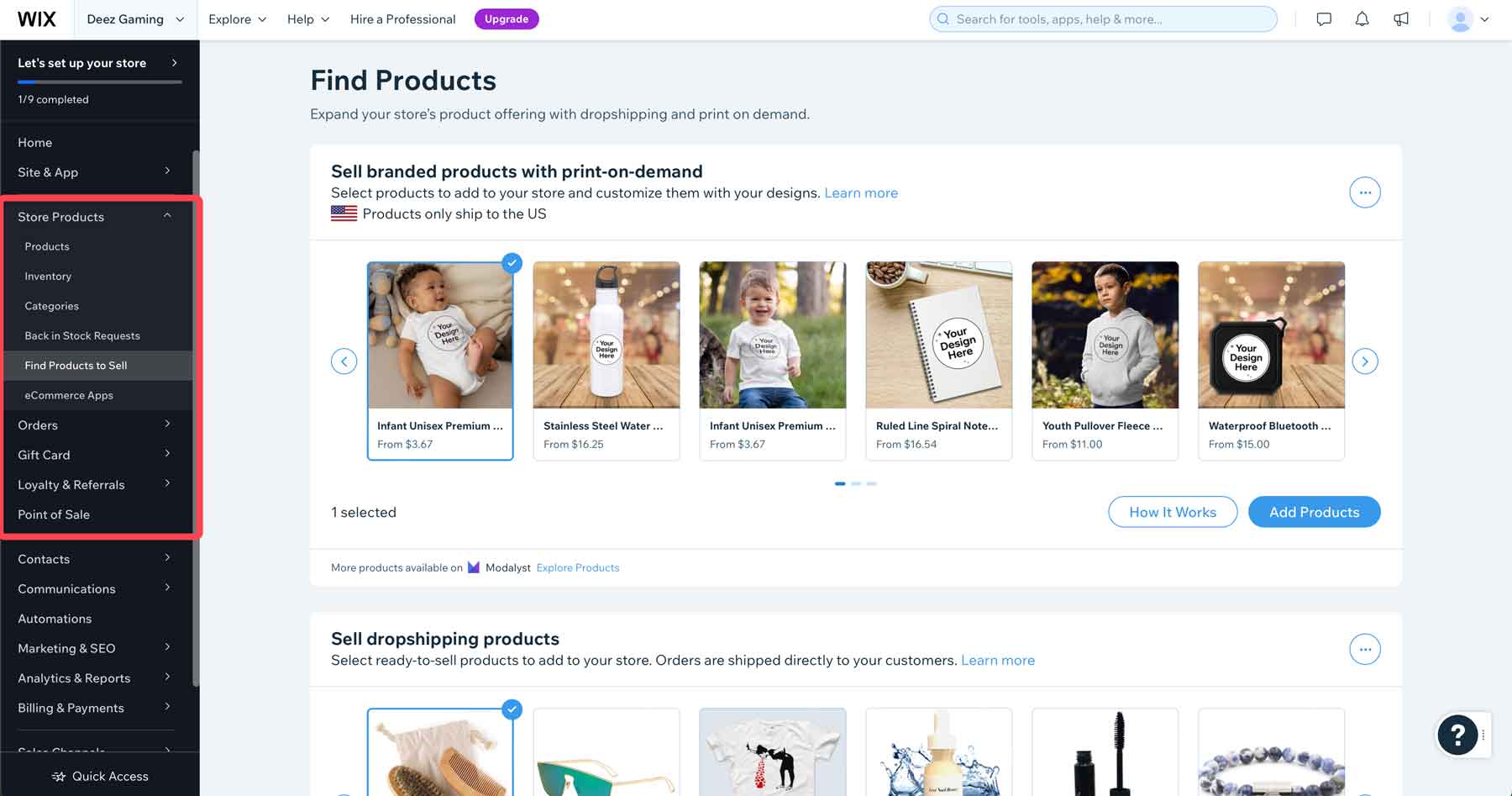 Produtos Wix