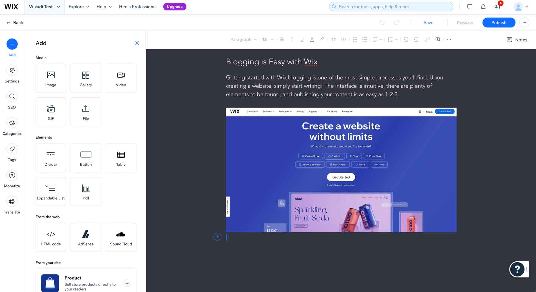Blog Wix