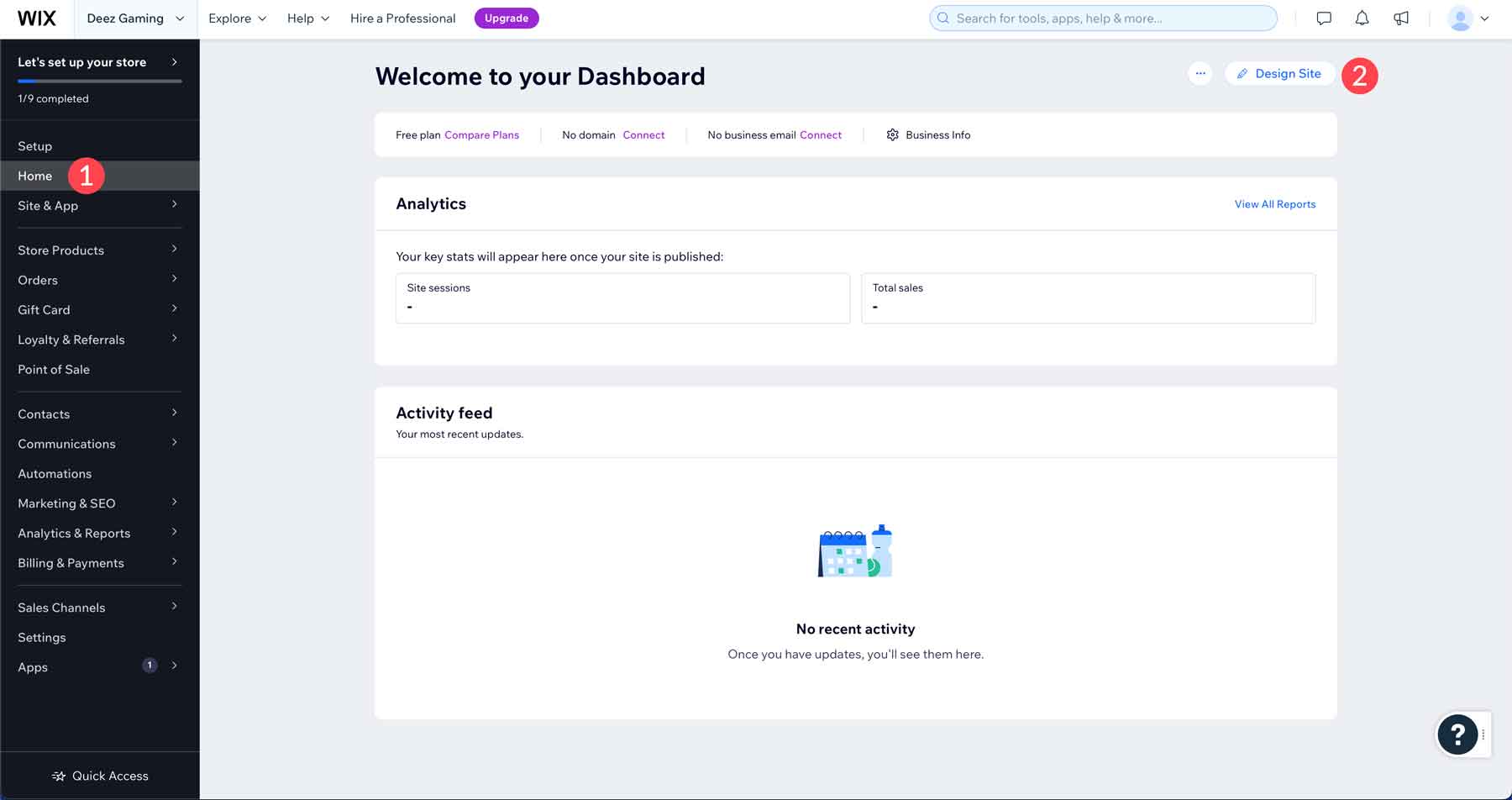 Projetar site Wix