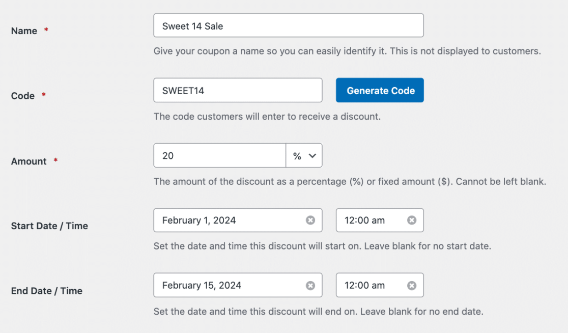 Creating a Sweet 14 coupon