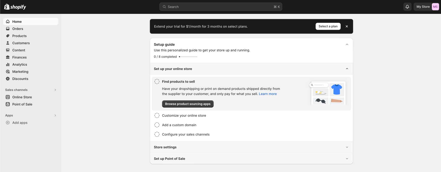 Shopify ようこそウィザード