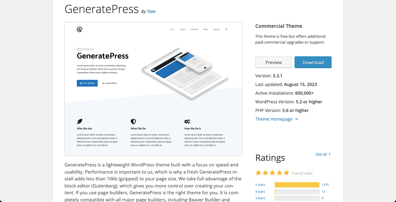 Cele mai bune 10 teme Elementor WooCommerce cu comparație 12 GeneratePress theme for Elementor and WooCommerce