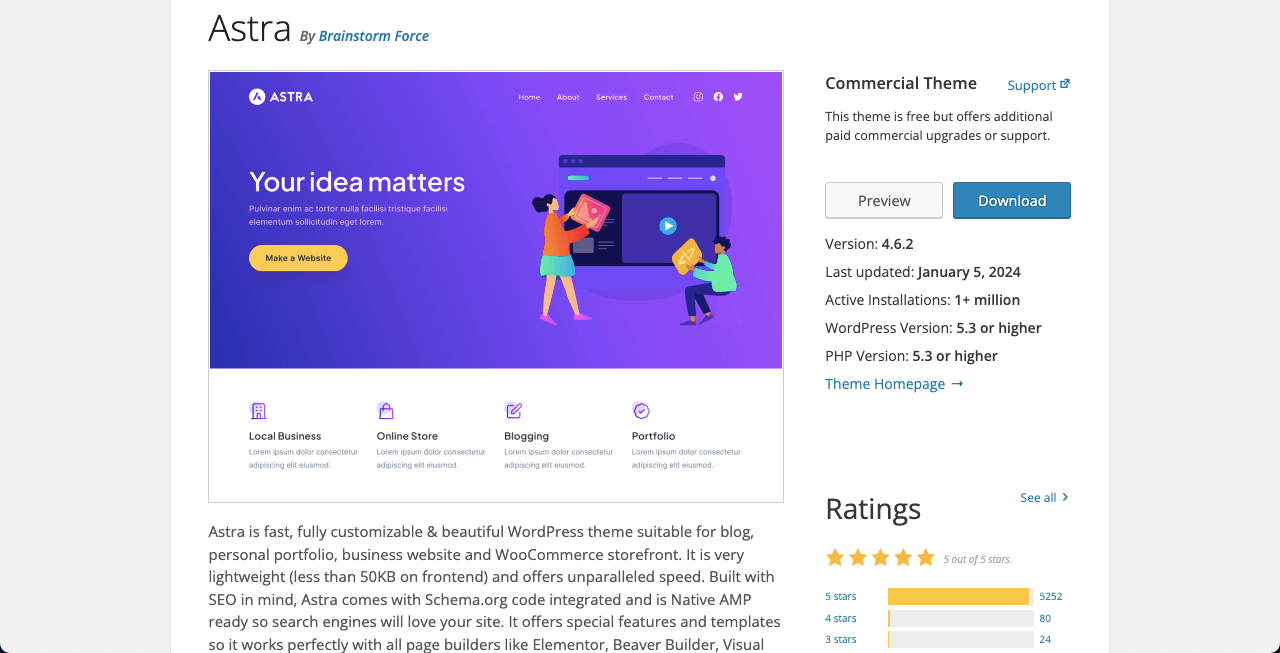 Cele mai bune 10 teme Elementor WooCommerce cu comparație 9 Astra for WooCommerce and Elementor