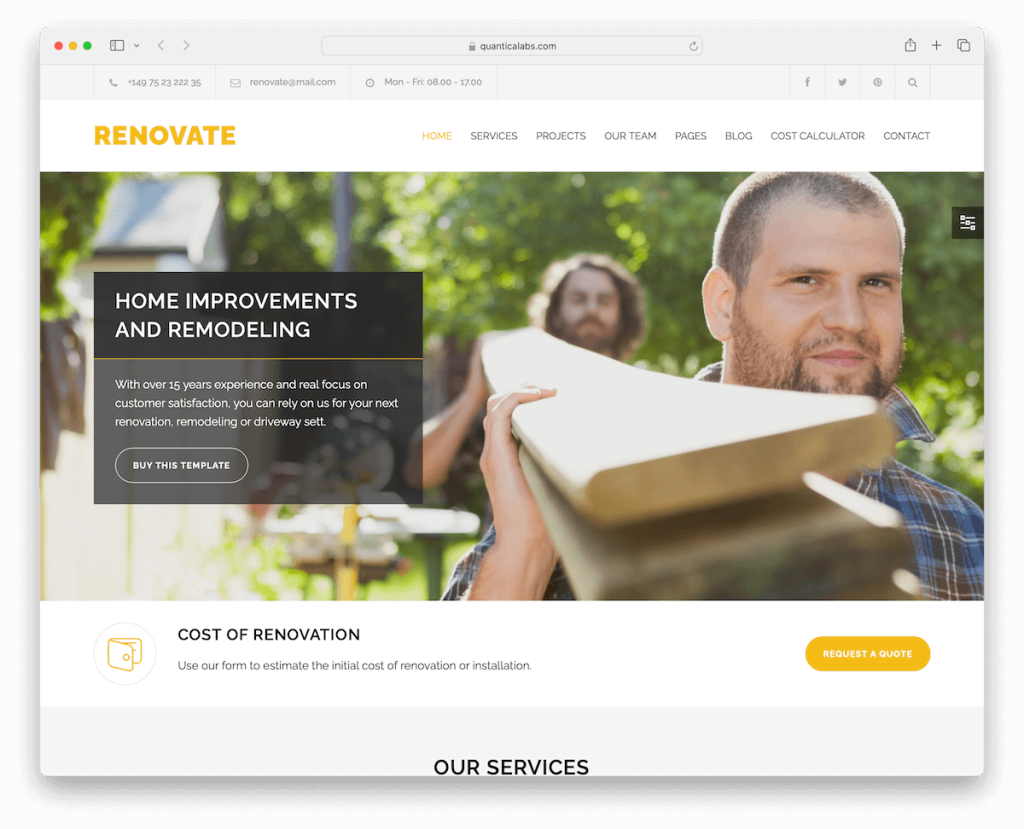 rinnovare il modello di sito web tuttofare