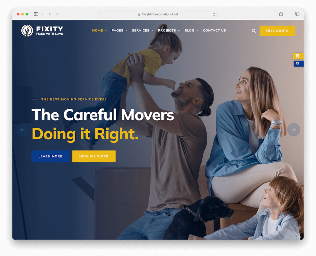 modello di sito web per tuttofare di fissità