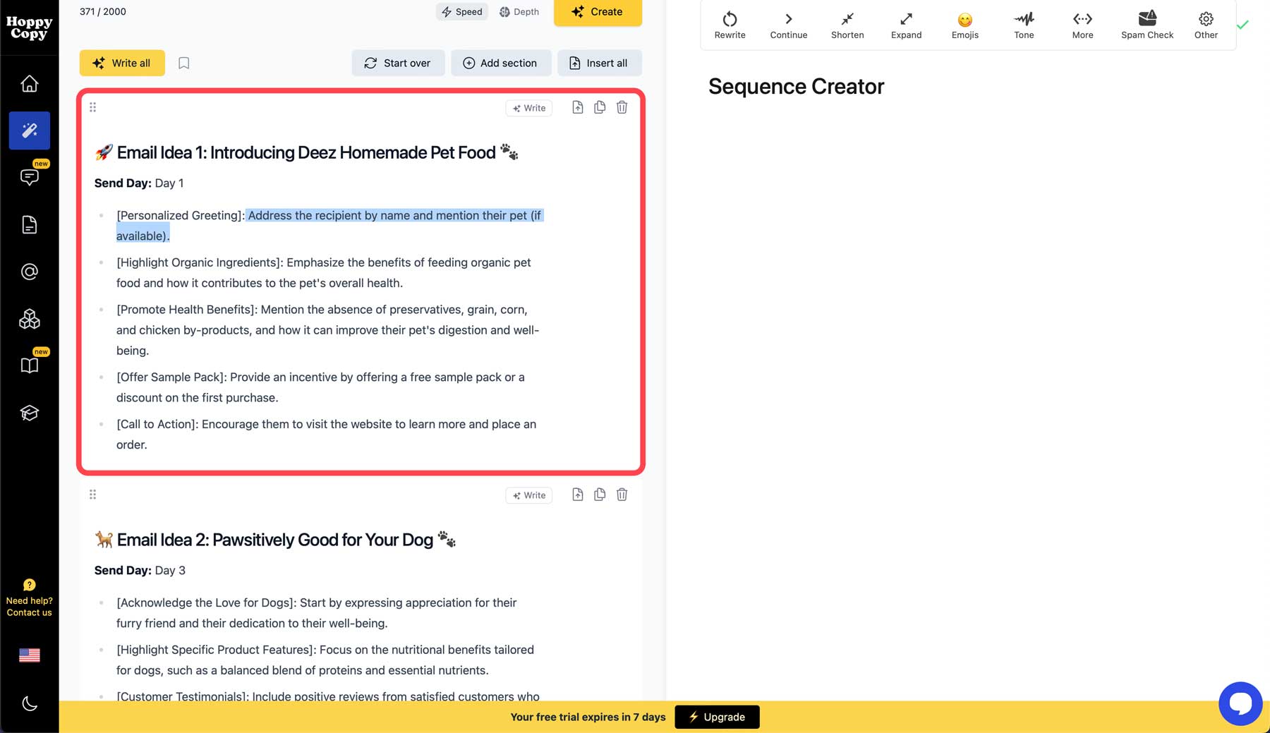 editar e-mail gerado