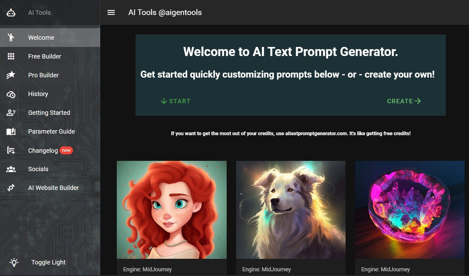 Sezione eroe del generatore di prompt di testo AI