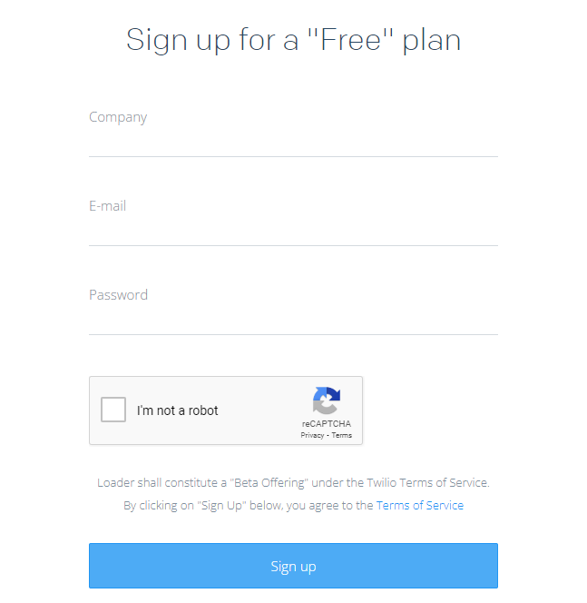 inscrivez-vous à Loader.io