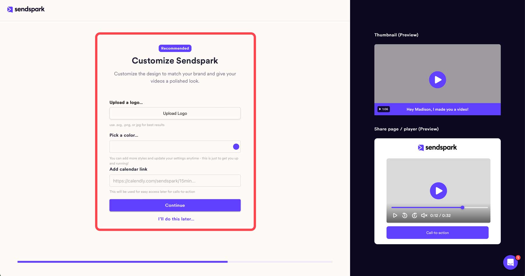 personalizzare Sendspark
