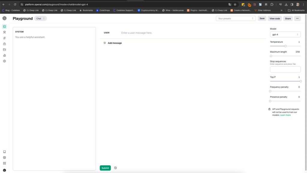 플레이그라운드 OpenAI 대시보드