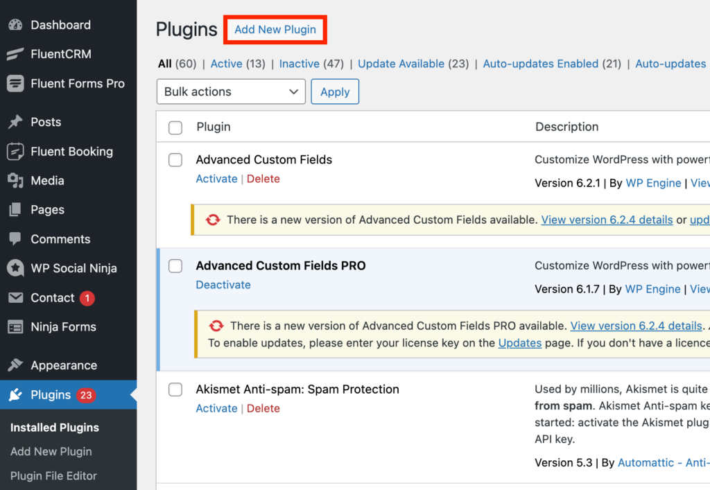 Aggiungi nuovo plug-in