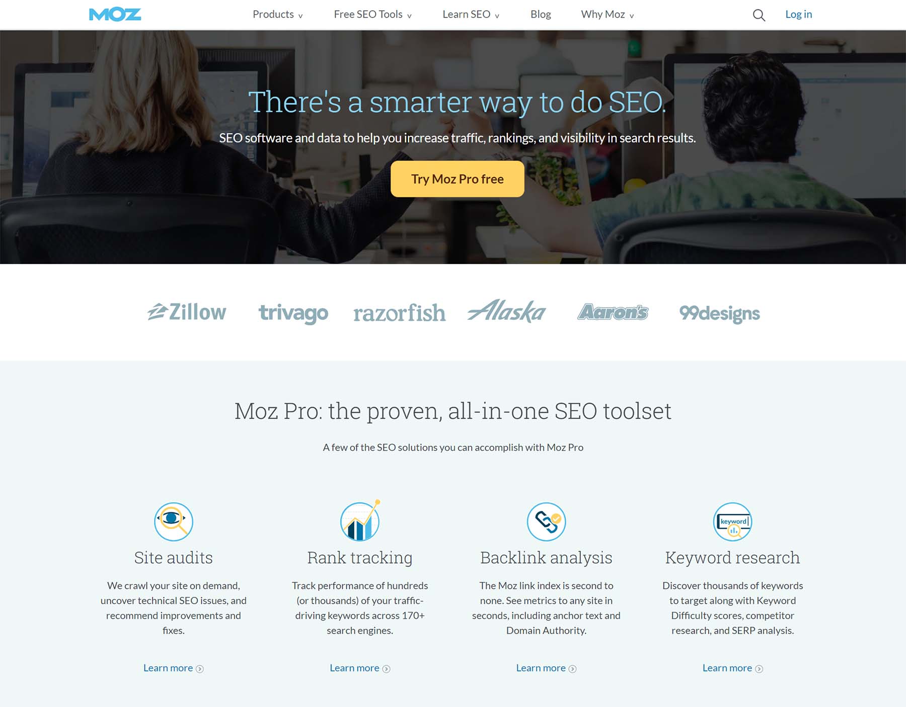 screenshot del sito web di moz pro