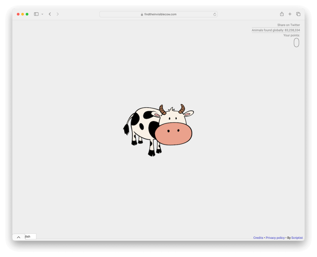 trouver la vache invisible