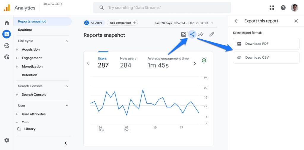 descargar datos de google analitics