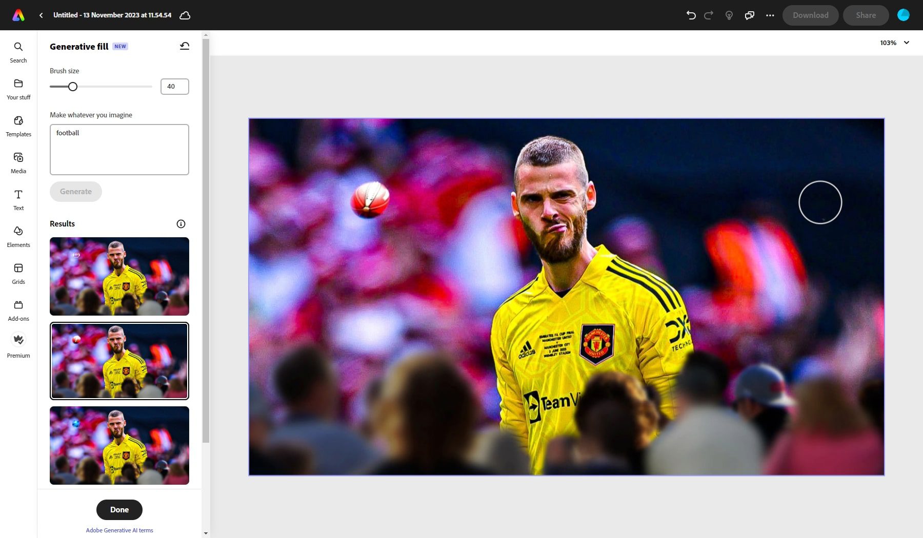 Adobe Express 生成填充