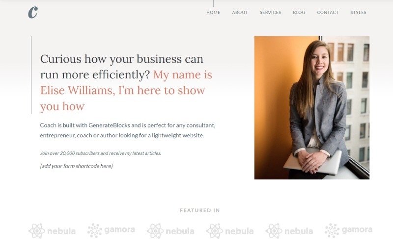 Más de 12 temas y plantillas de sitios web de Business Coach 2024 2 GENERATEPRESS 1 1