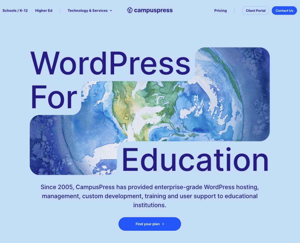 شاشة للصفحة الرئيسية CampusPress