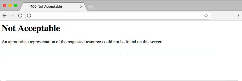 Come risolvere l'errore HTTP 406 non accettabile? Correzione lato client e server 3 406 Not Acceptable Error