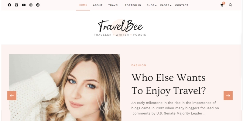 Ponad 13 najlepszych motywów i szablonów stron internetowych firm zajmujących się wycieczkami i podróżami 2024 12 Travelbee – Just another My Blog site